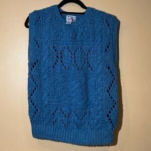 Blue Knit Sleeveless Sweater